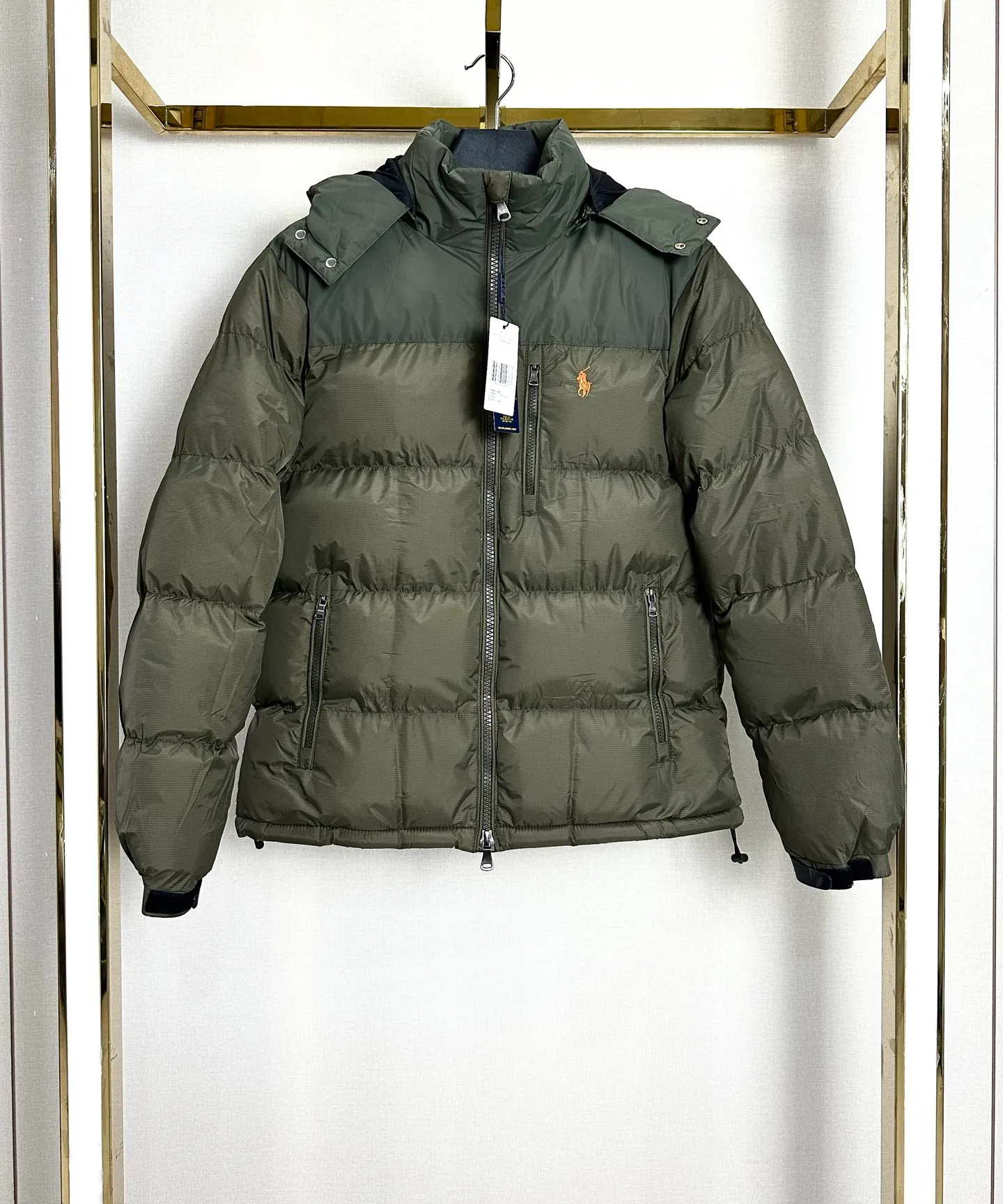 P380 Ralph Lauren/Ralph Lauren RL pony, retro color-blocked removable hooded zipper, second-hand cotton jacket, medieval extinct style, original proofing, 25-year new model, custom-woven fabric, delicate and smooth hand feel, custom-made upper and lower color matching, different from the overall one-color style, more wearable, mold-opening hardware accessories, all original versions are the same! Color: black, silver gray, navy blue, military green Size: M-2XL